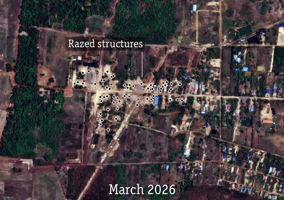 Citra Satelit Menunjukkan Ratusan Rumah Hancur di Desa-Desa Perbatasan Kamboja